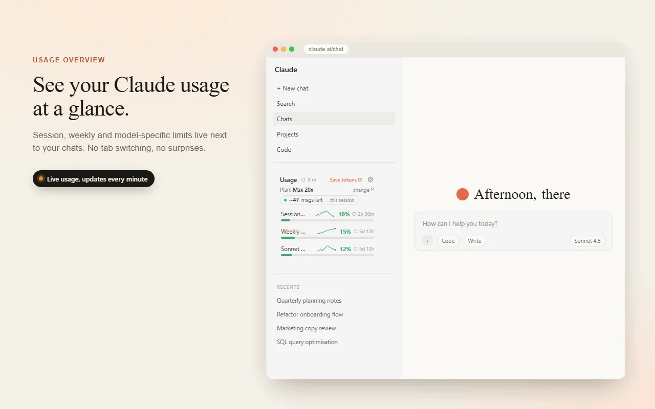 Compact view with messages remaining estimate